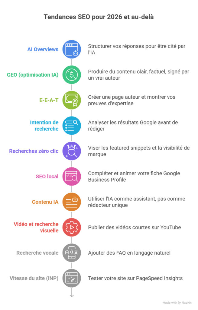 Infographie récapitulative des tendances SEO 2026 
